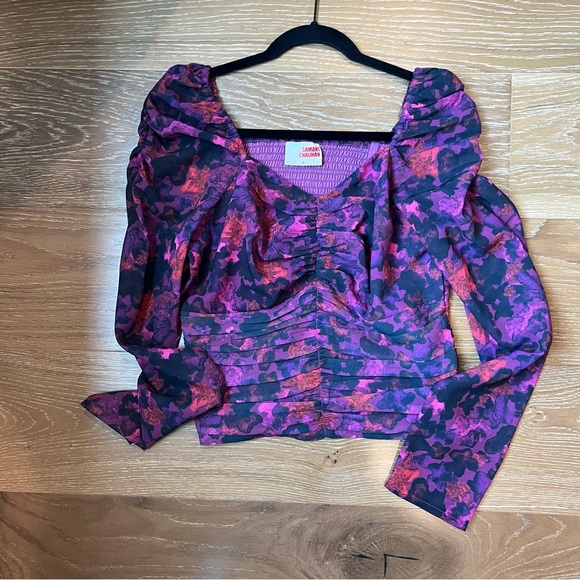 EUC Anthropologie Samant Chauan floral ruched blouse S - Picture 8 of 14